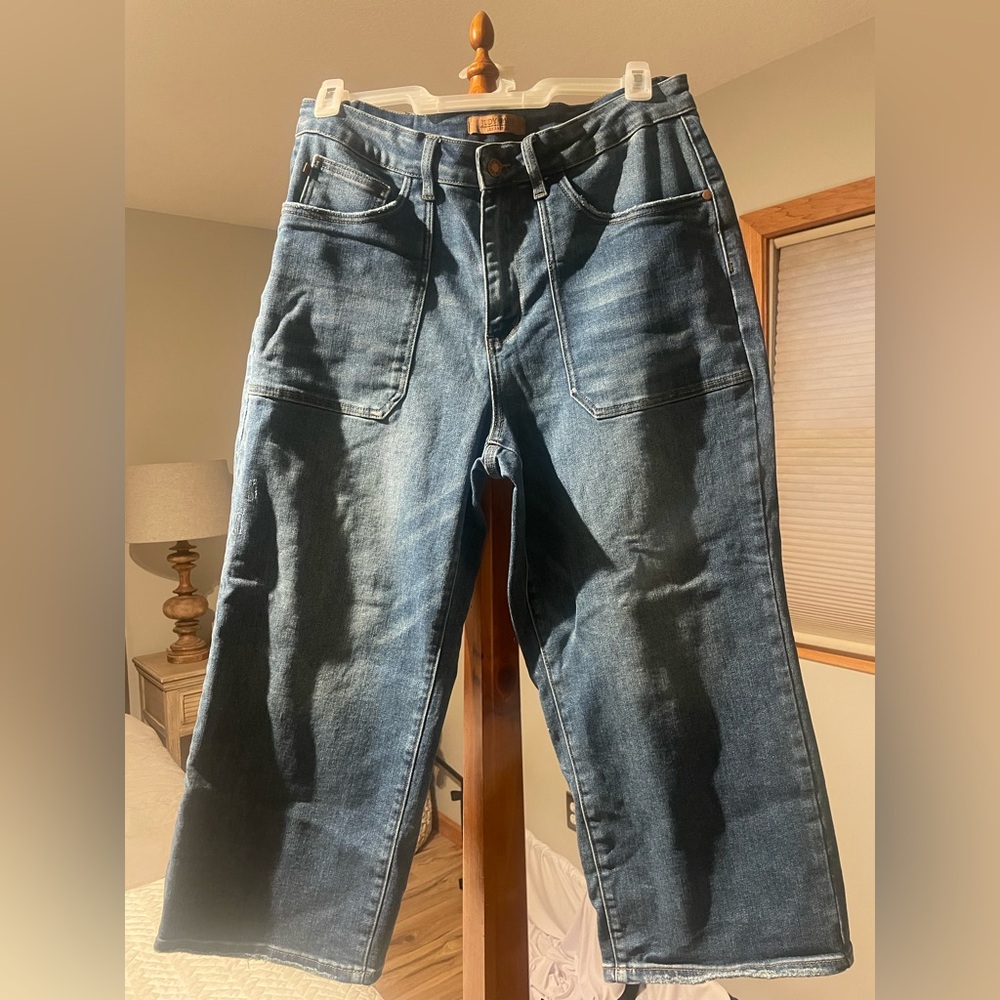 Judy Blue cropped wide leg jeans.